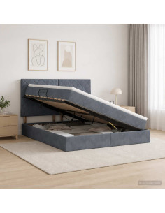 Letto con contenitore LED e materasso Grigio Scuro 160 x 200 cm