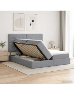 Letto con contenitore LED e materasso Grigio Chiaro