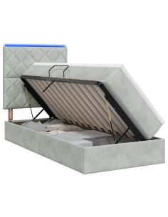 Letto con contenitore LED e materasso Grigio Chiaro 2