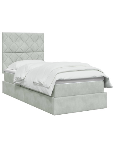 Letto con contenitore LED e materasso Grigio Chiaro