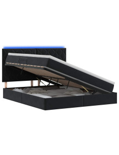 Letto con contenitore LED e materasso Nero 160 x 200 cm Velluto 2