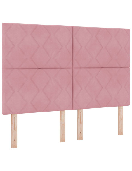 Letto con contenitore LED e materasso Rosa 160 x 200 cm Velluto