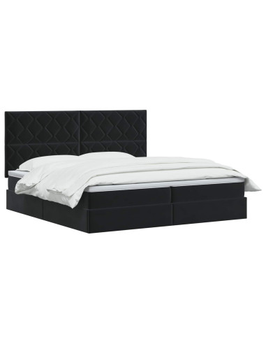 Letto con contenitore LED e materasso Nero 200 x 200 cm Velluto