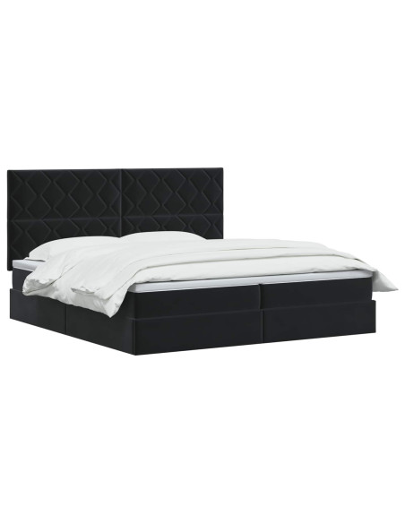 Letto con contenitore LED e materasso Nero 200 x 200 cm Velluto