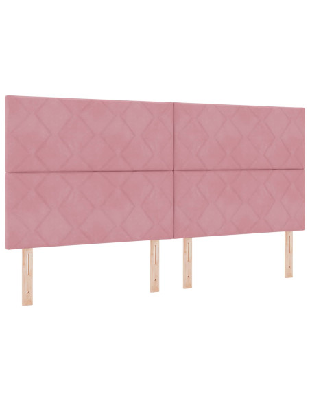 Letto con contenitore LED e materasso Rosa 200 x 200 cm Velluto