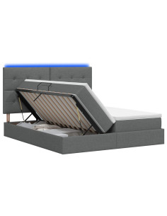 Letto con contenitore LED e materasso Grigio Scuro 200 x 200 cm 2