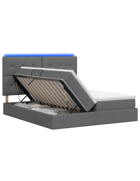 Letto con contenitore LED e materasso Grigio Scuro 200 x 200 cm
