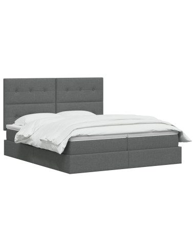 Letto con contenitore LED e materasso Grigio Scuro 200 x 200 cm
