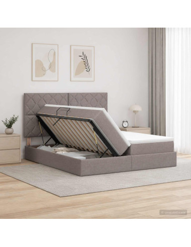 Letto con contenitore LED e materasso Tortora 180 x 200 cm