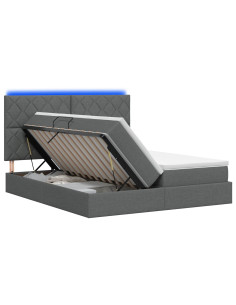Letto con contenitore LED e materasso Grigio Scuro 200 x 200 cm 2