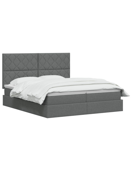 Letto con contenitore LED e materasso Grigio Scuro 200 x 200 cm