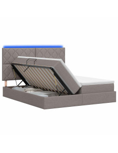 Letto con contenitore LED e materasso Tortora 200 x 200 cm 2