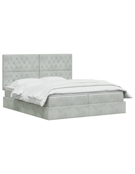 Letto con contenitore LED e materasso Grigio Chiaro