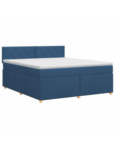 Letto box spring con materasso Blu 160 x 200 cm Tessuto 2