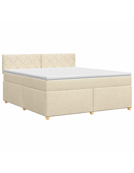Letto box spring con materasso Crema 180 x 200 cm Tessuto