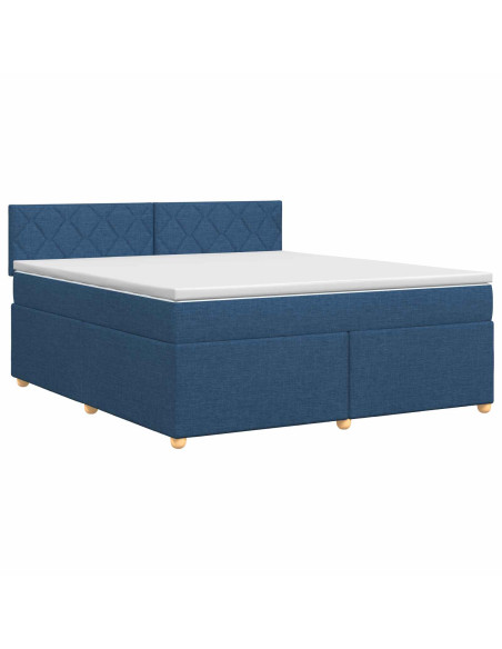 Letto box spring con materasso Blu 180 x 200 cm Tessuto