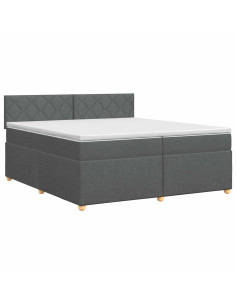 Letto box spring con materasso Grigio Scuro 200 x 200 cm 2