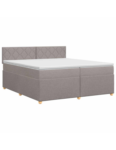 Letto box spring con materasso Tortora 200 x 200 cm Tessuto