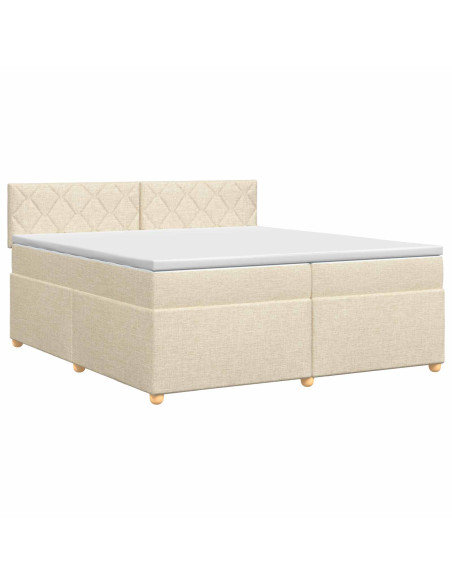Letto box spring con materasso Crema 200 x 200 cm Tessuto