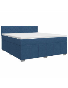 Letto box spring con materasso Blu 140 x 190 cm Tessuto 2