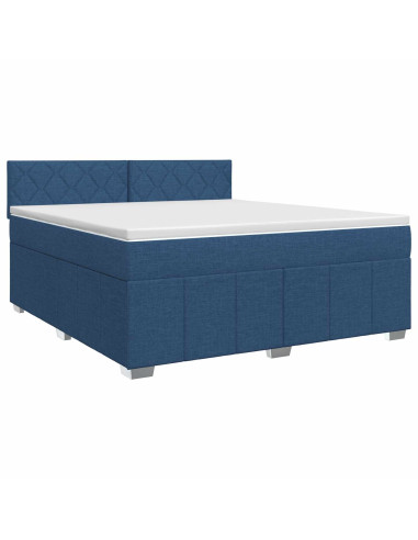 Letto box spring con materasso Blu 140 x 190 cm Tessuto