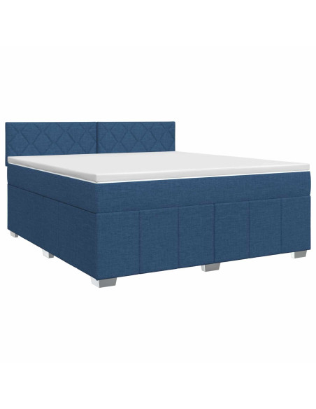 Letto box spring con materasso Blu 140 x 190 cm Tessuto