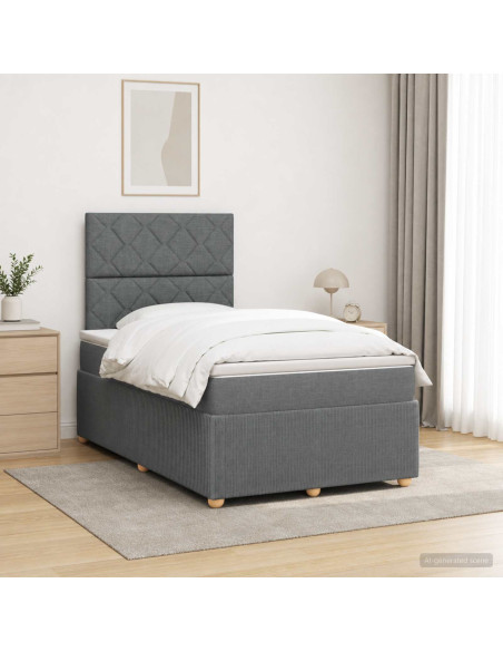 Letto Box Spring LED con Materasso Grigio Scuro 120 x 200 cm