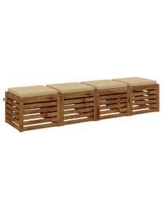 Cuscini per Sedia in 4 Pezzi SOEST 4 pz 100% Poliestere Beige 2