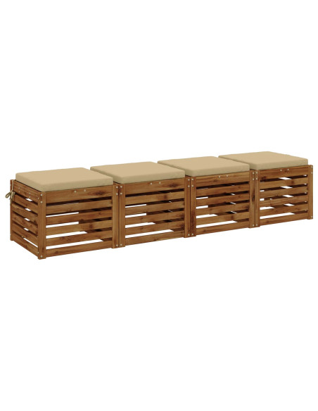 Cuscini per Sedia in 4 Pezzi SOEST 4 pz 100% Poliestere Beige