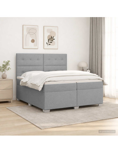 Letto box spring con materasso Grigio Chiaro 200 x 200 cm