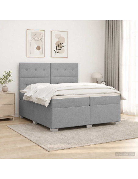 Letto box spring con materasso Grigio Chiaro 200 x 200 cm
