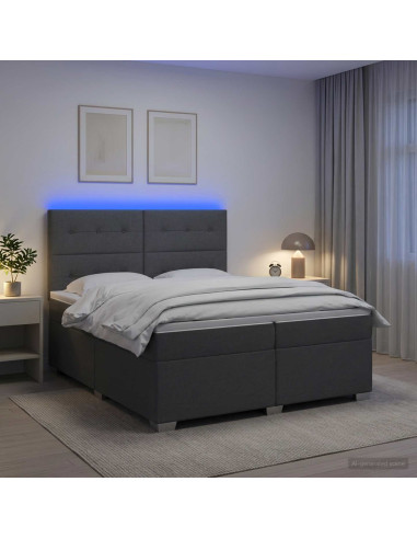 Letto box spring con materasso Grigio Scuro 200 x 200 cm