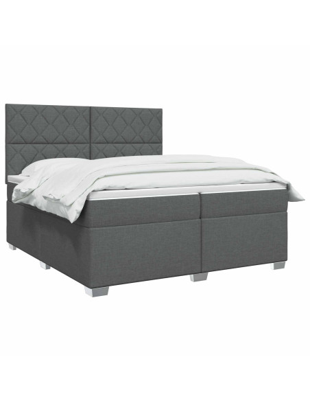 Letto box spring con materasso Grigio Scuro 200 x 200 cm