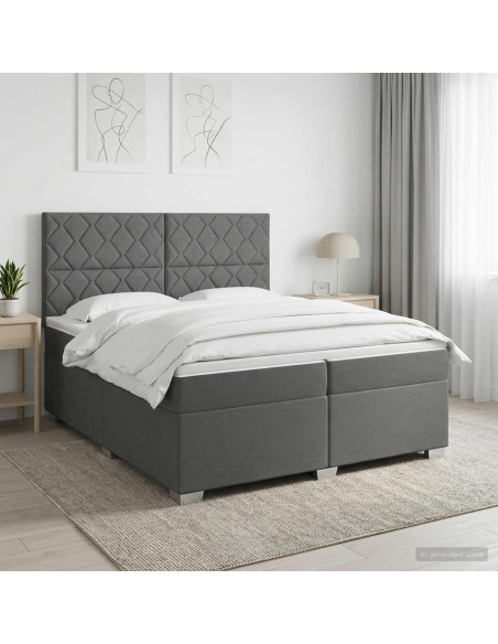 Letto box spring con materasso Grigio Scuro 200 x 200 cm