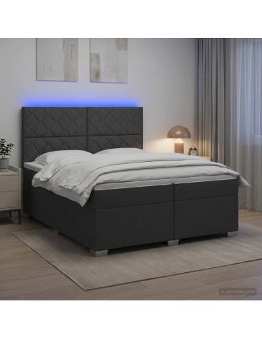 Letto box spring con materasso Grigio Scuro 200 x 200 cm