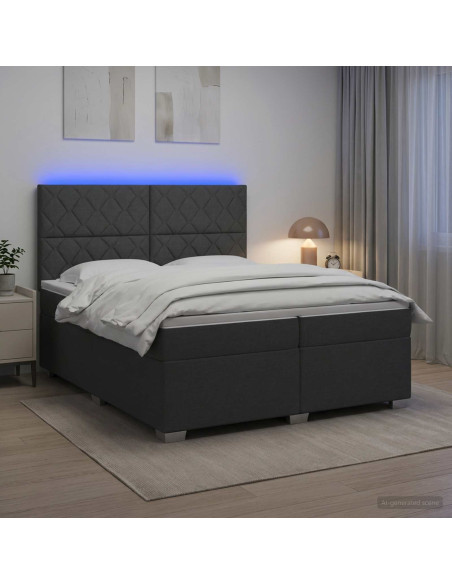 Letto box spring con materasso Grigio Scuro 200 x 200 cm