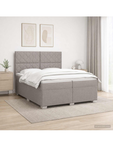 Letto box spring con materasso Tortora 200 x 200 cm Tessuto