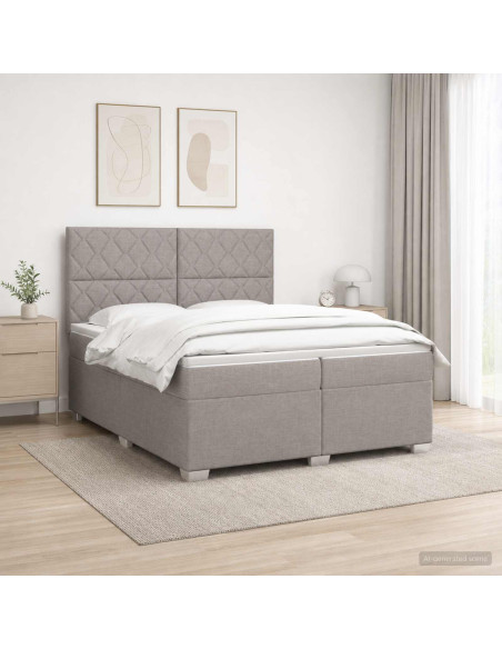 Letto box spring con materasso Tortora 200 x 200 cm Tessuto