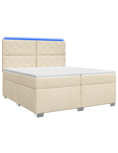Letto box spring con materasso Crema 200 x 200 cm Tessuto 2