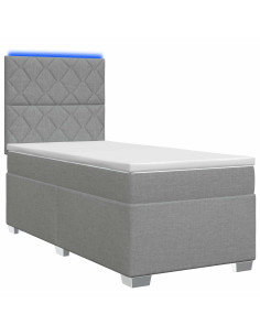 Letto con Box Spring, Materasso e LED Grigio Chiaro 90 x 190 cm 2