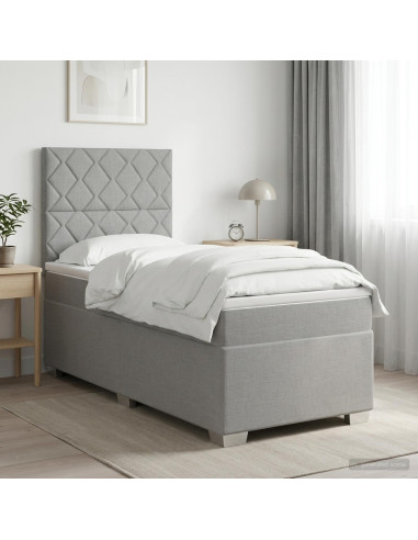 Letto con Box Spring, Materasso e LED Grigio Chiaro 90 x 190 cm
