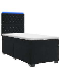 Letto box spring con materasso Nero 80 x 200 cm Velluto 2