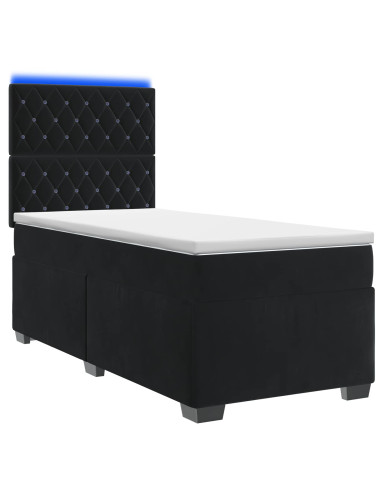 Letto box spring con materasso Nero 80 x 200 cm Velluto