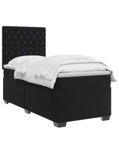 Letto box spring con materasso Nero 80 x 200 cm Velluto