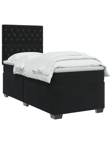Letto box spring con materasso Nero 80 x 200 cm Velluto