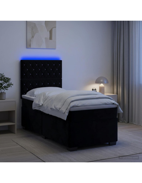 Letto box spring con materasso Nero 80 x 200 cm Velluto