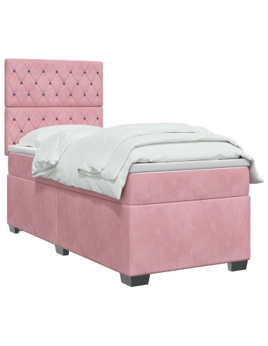 Letto box spring con materasso Rosa 80 x 200 cm Velluto
