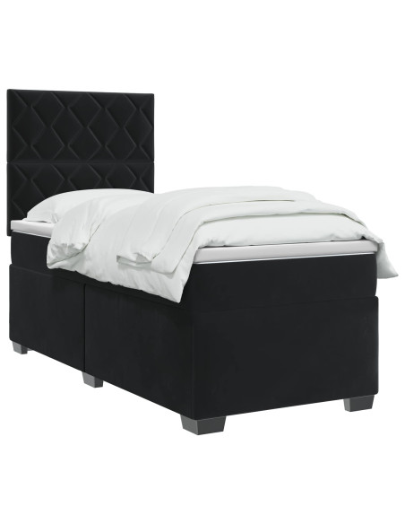 Letto box spring con materasso Nero 80 x 200 cm Velluto