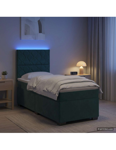 Letto box spring con materasso Verde Scuro 80 x 200 cm Velluto
