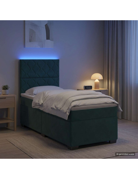 Letto box spring con materasso Verde Scuro 80 x 200 cm Velluto